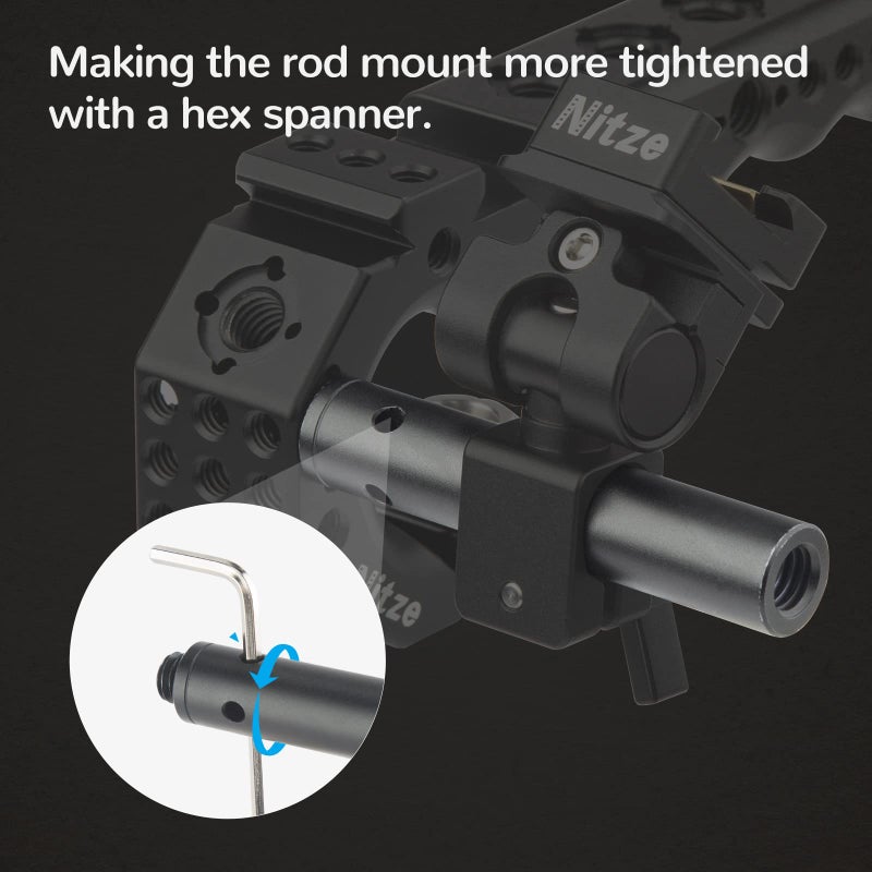 Nitze عصا نيتزي 15 مم مع برغي 3/8 بوصة 1 بوصة/2 بوصة/3 بوصة (3 قطع) من سبائك الألمنيوم مع خيوط ذكر إلى أنثى 3/8 بوصة - R15-3/8-KIT - Image 5